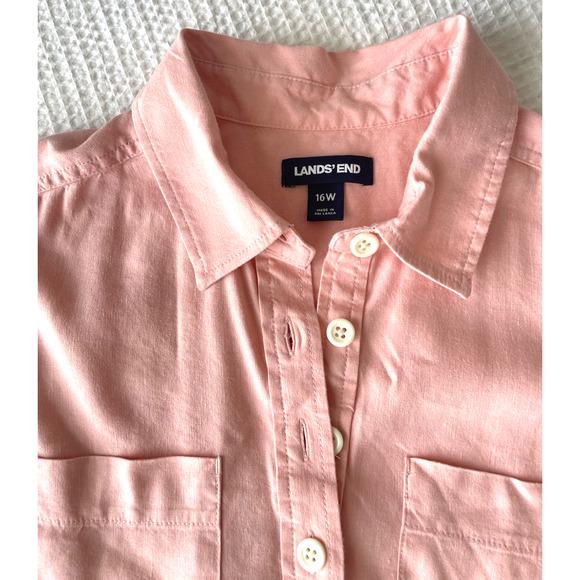 Land's End Womens Shirt Dress Size 16W Linen Blend Sleeveless Pockets - Picture 3 of 8